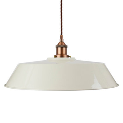 Clay White Large Chancery Painted Dome Pendant Light With Matt Antique Copper Lamp Holder And Brown Twisted CableSe Home from B&Q
