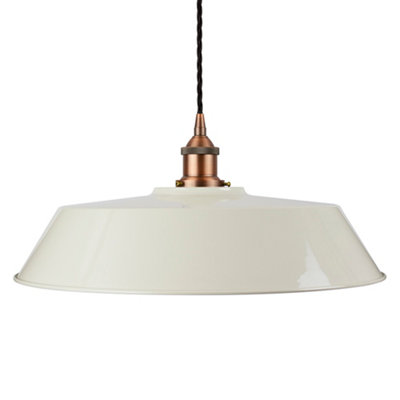 Clay White Large Chancery Painted Dome Pendant Light With Matt Antique Copper Lamp Holder And Black Twisted CableSe Home from B&Q