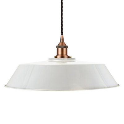 Pale Grey Large Chancery Painted Dome Pendant Light With Matt Antique Copper Lamp Holder And Black Twisted CableSe Home from B&Q