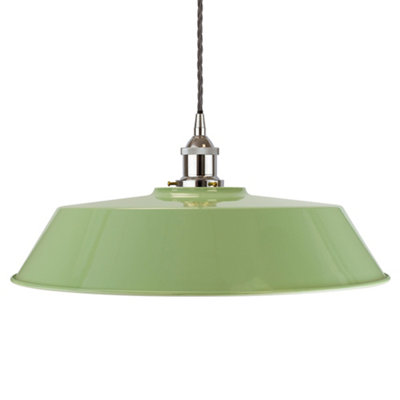Mint Green Large Chancery Painted Dome Pendant Light With Nickel Lamp Holder And Grey Twisted CableSe Home from B&Q
