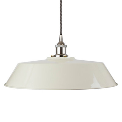 Clay White Large Chancery Painted Dome Pendant Light With Nickel Lamp Holder And Grey Twisted CableSe Home from B&Q