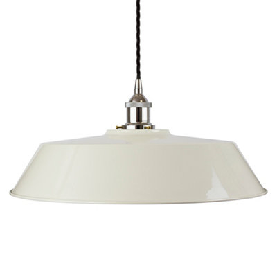 Clay White Large Chancery Painted Dome Pendant Light With Nickel Lamp Holder And Black Twisted CableSe Home from B&Q