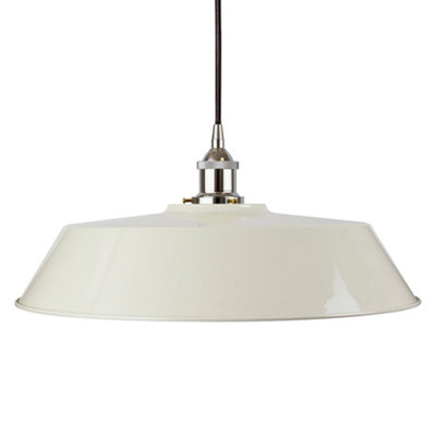 Clay White Large Chancery Painted Dome Pendant Light With Nickel Lamp Holder And Black Round CableSe Home from B&Q
