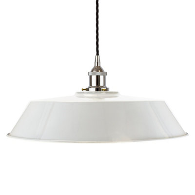 Pale Grey Large Chancery Painted Dome Pendant Light With Nickel Lamp Holder And Black Twisted CableSe Home from B&Q