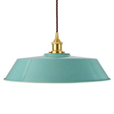 Duck Egg Blue Large Chancery Painted Dome Pendant Light With Nickel Lamp Holder And Grey Twisted CableSe Home from B&Q