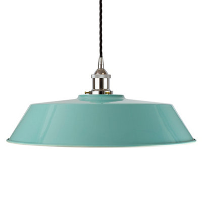 Duck Egg Blue Large Chancery Painted Dome Pendant Light With Nickel Lamp Holder And Black Twisted CableSe Home from B&Q