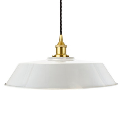 Pale Grey Large Chancery Painted Dome Pendant Light With Polished Brass Lamp Holder And Black Twisted CableSe Home from B&Q