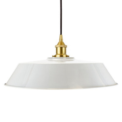 Pale Grey Large Chancery Painted Dome Pendant Light With Polished Brass Lamp Holder And Black Round CableSe Home from B&Q