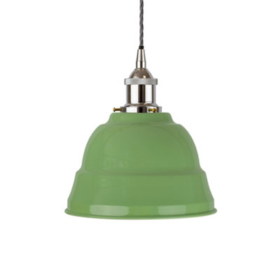 Mint Green Lincoln Painted Dome Pendant Light With Nickel Lamp Holder And Grey Twisted CableSe Home from B&Q