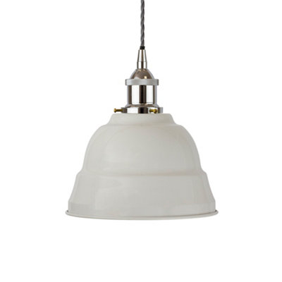 Pale Grey Lincoln Painted Dome Pendant Light With Nickel Lamp Holder And Grey Twisted CableSe Home from B&Q
