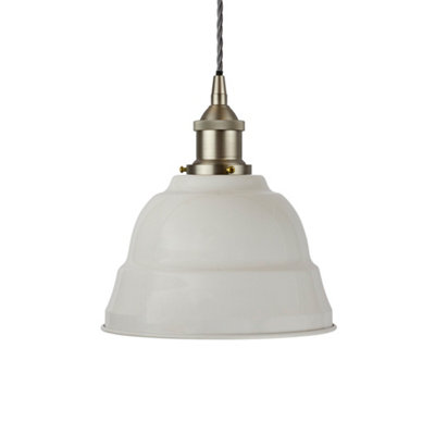 Pale Grey Lincoln Painted Dome Pendant Light With Brushed Chrome Lamp Holder And Grey Twisted CableSe Home from B&Q