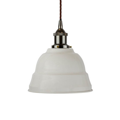 Pale Grey Lincoln Painted Dome Pendant Light With Black Nickel Lamp Holder And Brown Twisted CableSe Home from B&Q