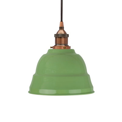 Mint Green Lincoln Painted Dome Pendant Light With Antique Copper Lamp Holder And Black Round CableSe Home from B&Q