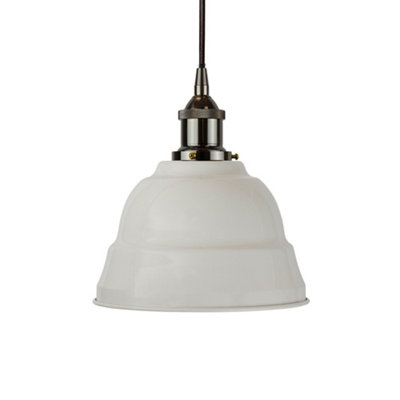 Pale Grey Lincoln Painted Dome Pendant Light With Black Nickel Lamp Holder And Black Round CableSe Home from B&Q
