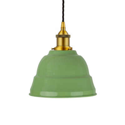 Mint Green Lincoln Painted Dome Pendant Light With Antique Gold Lamp Holder And Black Twisted CableSe Home from B&Q