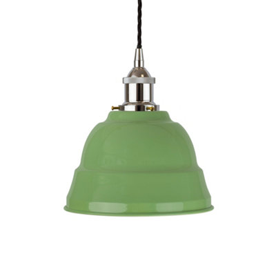 Mint Green Lincoln Painted Dome Pendant Light With Nickel Lamp Holder And Black Twisted CableSe Home from B&Q