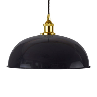 Navy Blue Worcester Painted Dome Pendant Light With Gold Lamp Holder And Black Twisted CableSe Home from B&Q