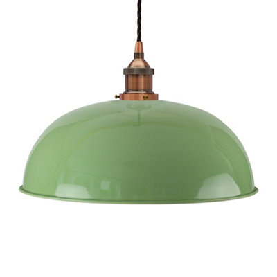 Mint Green Worcester Painted Dome Pendant Light With Antique Copper Lamp Holder And Black Twisted CableSe Home from B&Q