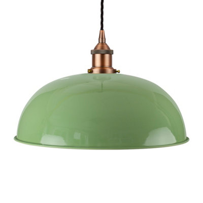 Mint Green Worcester Painted Dome Pendant Light With Matt Antique Copper Lamp Holder And Black Twisted CableSe Home from B&Q