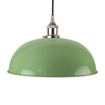 Mint Green Worcester Painted Dome Pendant Light With Nickel Lamp Holder And Black Twisted CableSe Home from B&Q