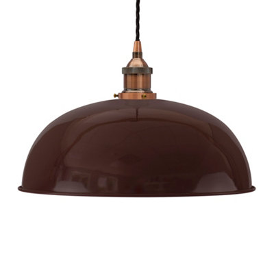 Burgundy Red Worcester Painted Dome Pendant Light With Antique Copper Lamp Holder And Black Twisted CableSe Home from B&Q