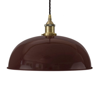 Burgundy Red Worcester Painted Dome Pendant Light With Antique Brass Lamp Holder And Black Twisted CableSe Home from B&Q
