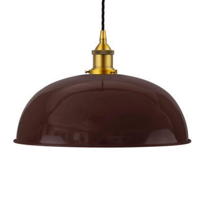 Burgundy Red Worcester Painted Dome Pendant Light With Antique Gold Lamp Holder And Black Twisted CableSe Home from B&Q
