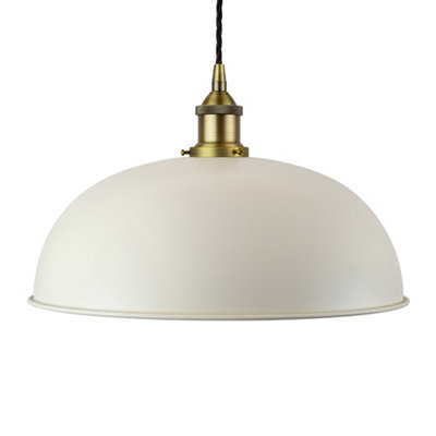 Clay White Worcester Painted Dome Pendant Light With Matt Antique Brass Lamp Holder And Black Twisted CableSe Home from B&Q