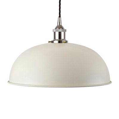 Clay White Worcester Painted Dome Pendant Light With Nickel Lamp Holder And Black Twisted CableSe Home from B&Q