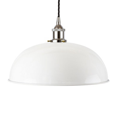 White Worcester Painted Dome Pendant Light With Nickel Lamp Holder And Black Twisted CableSe Home from B&Q