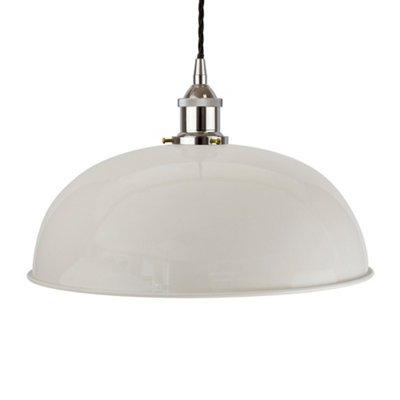 Pale Grey Worcester Painted Dome Pendant Light With Nickel Lamp Holder And Black Twisted CableSe Home from B&Q