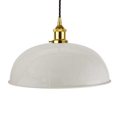 Pale Grey Worcester Painted Dome Pendant Light With Gold Lamp Holder And Black Twisted CableSe Home from B&Q