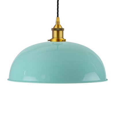 Duck Egg Blue Worcester Painted Dome Pendant Light With Antique Gold Lamp Holder And Black Twisted CableSe Home from B&Q