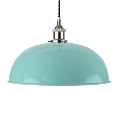 Duck Egg Blue Worcester Painted Dome Pendant Light With Nickel Lamp Holder And Black Twisted CableSe Home from B&Q