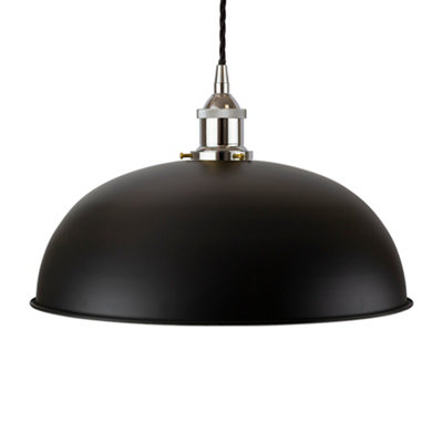 Matt Black Worcester Painted Dome Pendant Light With Nickel Lamp Holder And Black Twisted CableSe Home from B&Q