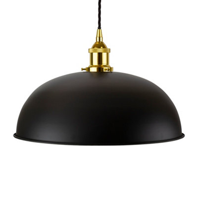 Matt Black Worcester Painted Dome Pendant Light With Gold Lamp Holder And Black Twisted CableSe Home from B&Q