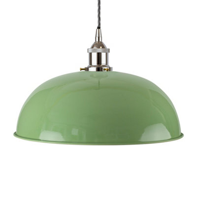 Mint Green Worcester Painted Dome Pendant Light With Nickel Lamp Holder And Grey Twisted CableSe Home from B&Q