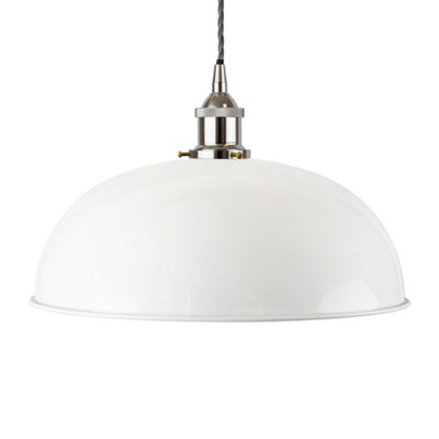 White Worcester Painted Dome Pendant Light With Nickel Lamp Holder And Grey Twisted CableSe Home from B&Q