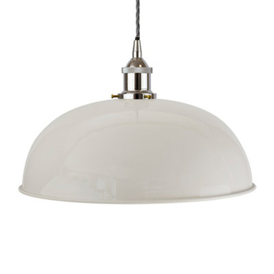 Pale Grey Worcester Painted Dome Pendant Light With Nickel Lamp Holder And Grey Twisted CableSe Home from B&Q