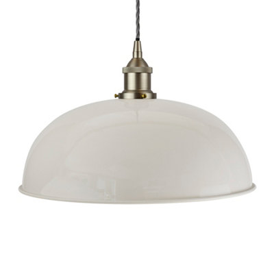 Pale Grey Worcester Painted Dome Pendant Light With Brushed Chrome Lamp Holder And Grey Twisted CableSe Home from B&Q