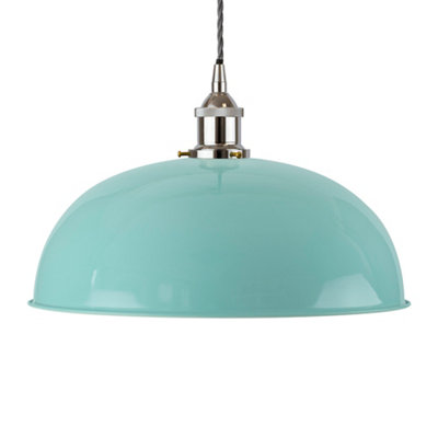 Duck Egg Blue Worcester Painted Dome Pendant Light With Nickel Lamp Holder And Grey Twisted CableSe Home from B&Q
