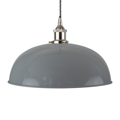 French Grey Worcester Painted Dome Pendant Light With Nickel Lamp Holder And Grey Twisted CableSe Home from B&Q