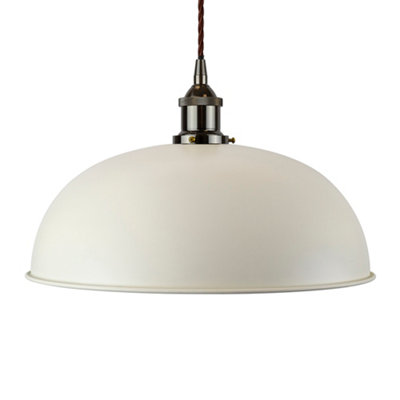Clay White Worcester Painted Dome Pendant Light With Black Nickel Lamp Holder And Brown Twisted CableSe Home from B&Q