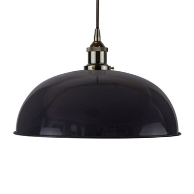 Navy Blue Worcester Painted Dome Pendant Light With Black Nickel Lamp Holder And Black Round CableSe Home from B&Q