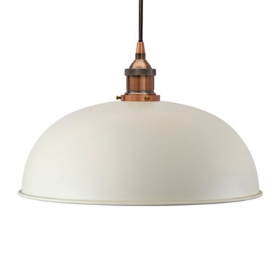 Clay White Worcester Painted Dome Pendant Light With Antique Copper Lamp Holder And Black Round CableSe Home from B&Q