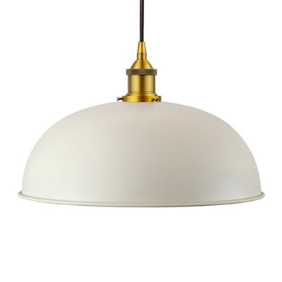 Clay White Worcester Painted Dome Pendant Light With Antique Gold Lamp Holder And Black Round CableSe Home from B&Q