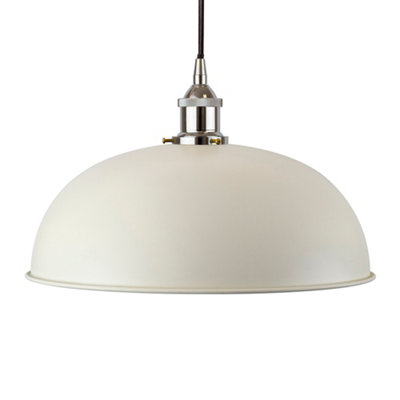 Clay White Worcester Painted Dome Pendant Light With Nickel Lamp Holder And Black Round CableSe Home from B&Q
