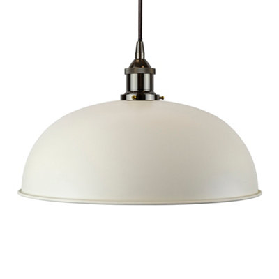 Clay White Worcester Painted Dome Pendant Light With Black Nickel Lamp Holder And Black Round CableSe Home from B&Q