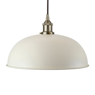 Clay White Worcester Painted Dome Pendant Light With Brushed Chrome Lamp Holder And Black Round CableSe Home from B&Q