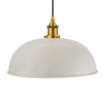 Pale Grey Worcester Painted Dome Pendant Light With Antique Gold Lamp Holder And Black Round CableSe Home from B&Q